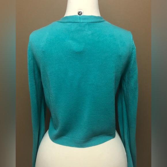 Only Aqua Green Cropped Long Sleeve Cardigan - Picture 5 of 6